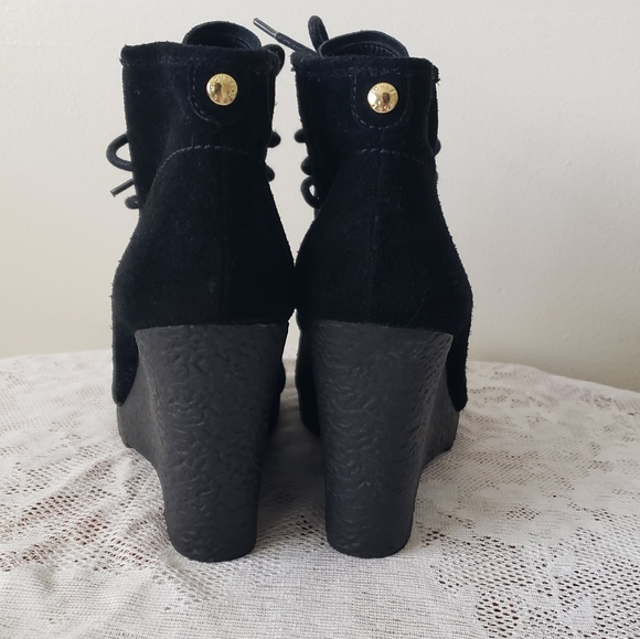 MICHAEL Michael Kors Rory Lace Up Wedge Booties Ankle Boots Suede Black Size 8.5 - Picture 5 of 14